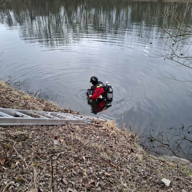 Bild zeigt Feuerwehrleute bei der Arbeit