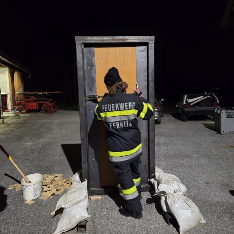 Bild zeigt Feuerwehrleute bei der Arbeit