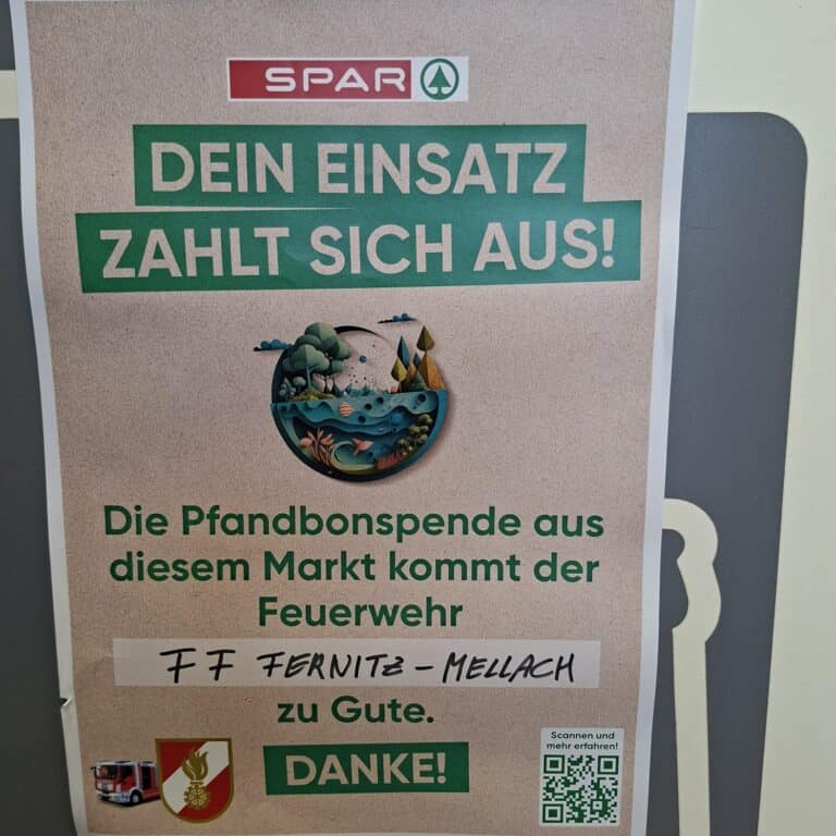 Bild zeigt die Pfandspendenaktion bei Spar Fernitz