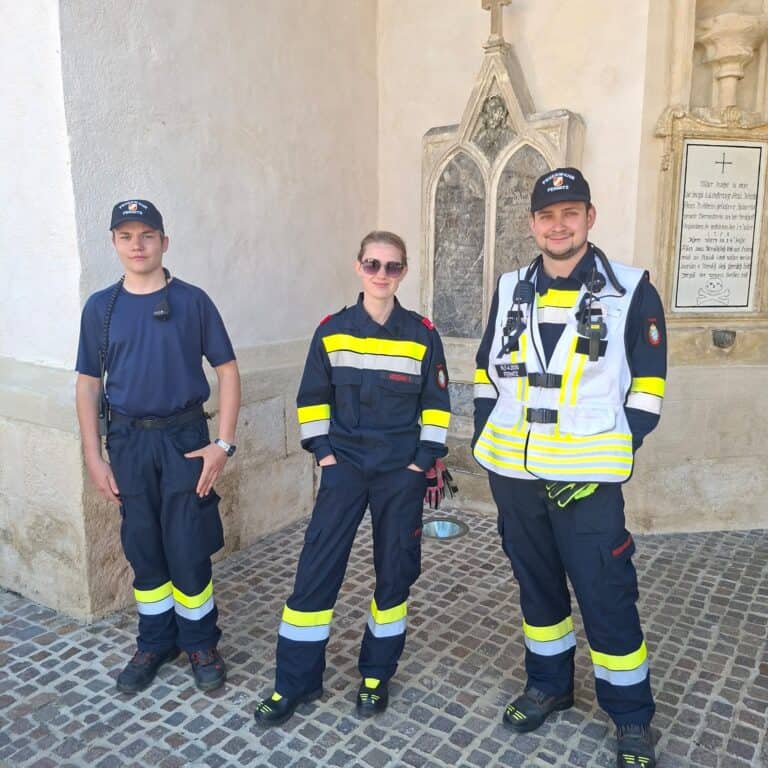 Bild zeigt Feuerwehrleute bei der Arbeit